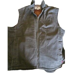 Vintage Mens Woolrich Hunter Duck Canvas Aztec Fleece Lined Vest Brown XL